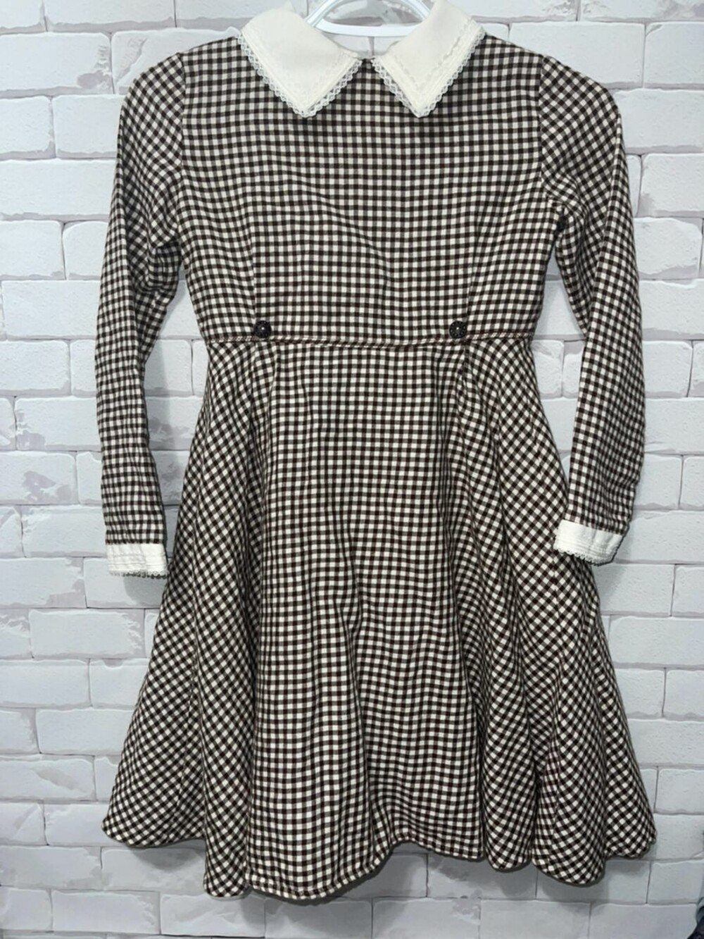 Handmade Dress Girls Small Multi-Color Pioneer Prairie Brown White Gingham